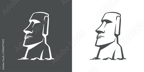 Logotipo con dibujo minimalista con líneas de una escultura moai de la Isla de Pascua 