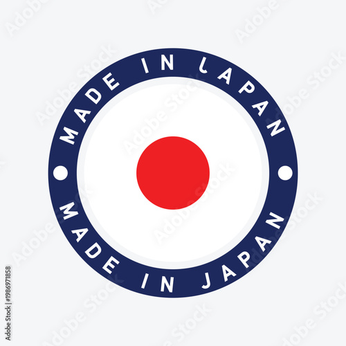 Made in JAPAN stamp sticker vector design. JAPAN badg flag vector color. Japan isolated round stamp, sticker, sign. Vector illustration.