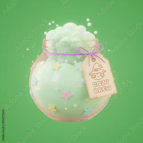 Cozy Brew in Jar with Stars Illustration for Halloween