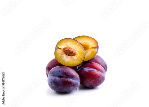 Plums isolated on white background.