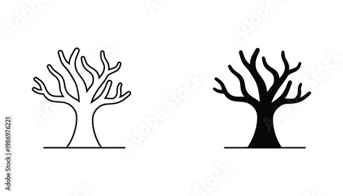 Bare Tree Branching Silhouette Outline Concept Symbol