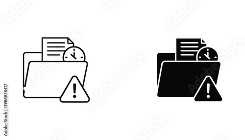 File Folder Alert Clock Danger Symbol Warning Notification