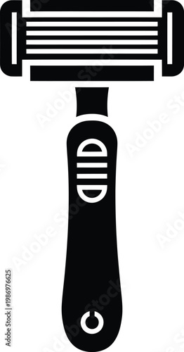 Black silhouette icon of a modern manual shaving razor tool vector illustration
