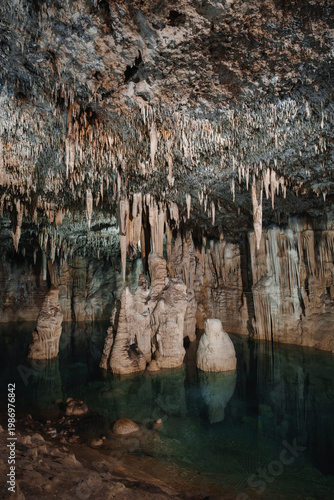 Mexican cenote cave exploring forming ancient natural beauty