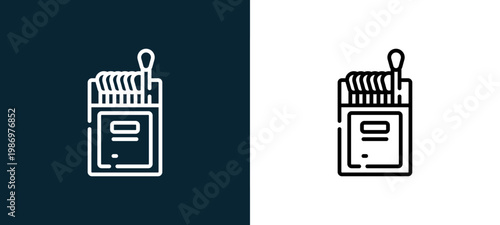 Black and white matches line icon pair, editable stroke vector illustration for web, mobile apps, UI design, branding, and print from Picnic