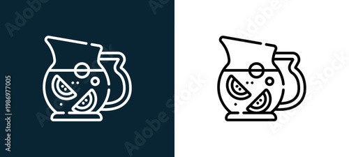 Black and white lemonade line icon pair, editable stroke vector illustration for web, mobile apps, UI design, branding, and print from Picnic