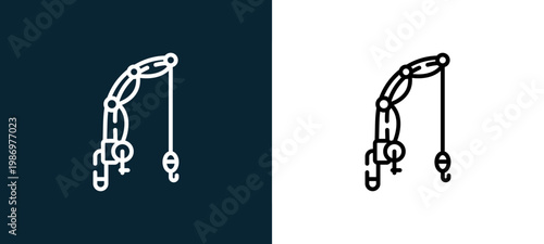 Black and white fisher reel line icon pair, editable stroke vector illustration for web, mobile apps, UI design, branding, and print from Picnic