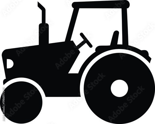 Classic farm tractor vehicle agriculture machinery silhouette icon vector illustration