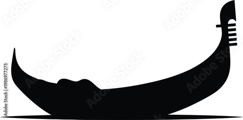 Classic Venetian gondola boat simple minimalist travel icon vector illustration