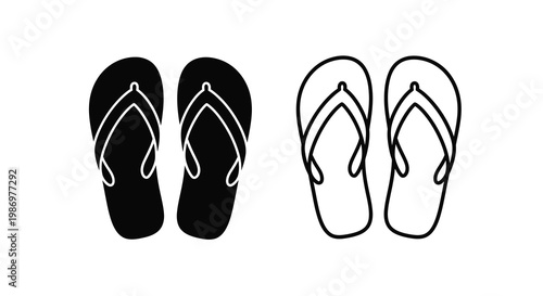 A pair of black flip flops and a pair of white flip flops are displayed