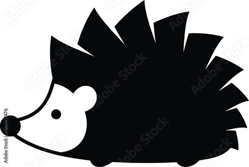 Cute minimalist black and white hedgehog icon silhouette design vector illustration