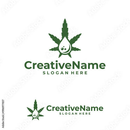 Marijuana water logo design vector template, Creative Cannabis water drop logo concepts illustration