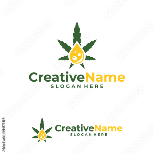 Marijuana water logo design vector template, Creative Cannabis water drop logo concepts illustration