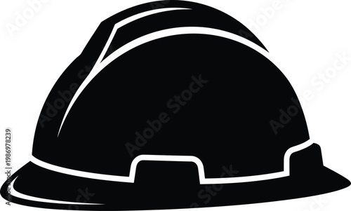 Industrial worker protection hard hat simple silhouette vector illustration