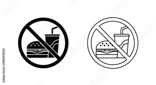 Prohibited and allowed signs depicting a burger and drink combination