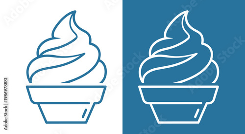 Soft serve ice cream cone icons for dessert shop and summer food menu.