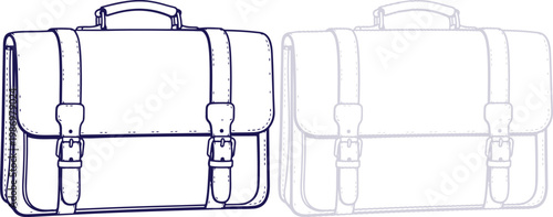 Briefcase Line Art Icons Set Isolated on White Background