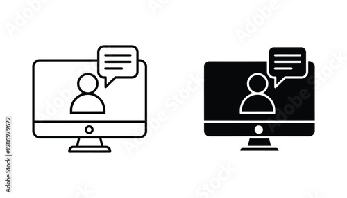 Computer Person Chat Icon Communication Concept