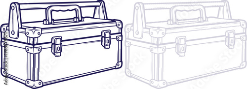 Toolbox line art illustration with duplicate outline sketch