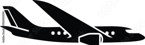Modern passenger jet airplane aircraft flying silhouette symbol vector illustration