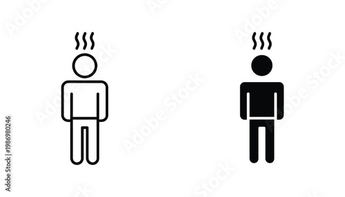 Person Overheating Icon Health Fever Stress Temperature Web Design Element
