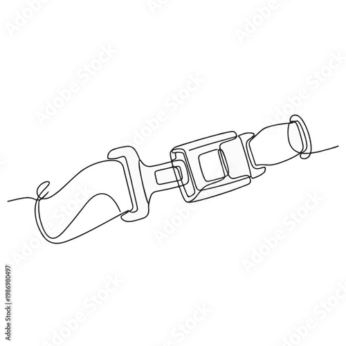 Simple illustration of a seatbelt with continuous line art, highlighting safety and protection