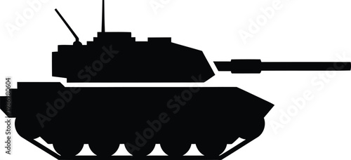 Profile silhouette of a heavy armored military combat tank vector illustration