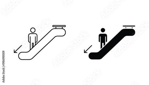 Escalator Down Person Icon Navigation Vector Sign