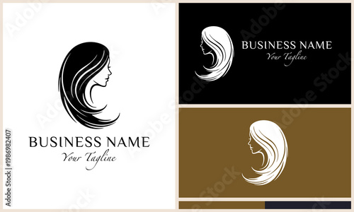 Woman hair logo on backgrounds.