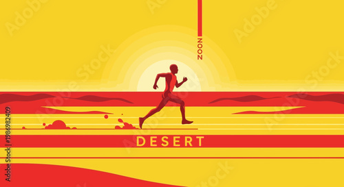 Marathon Runner Navigating A Stark Desert Landscape At High Noon