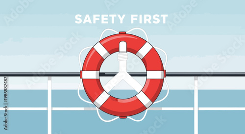 Maritime Safety First Lifebuoy Symbolizes Protection And Caution
