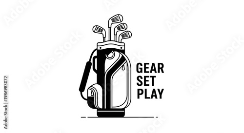 Minimalist Golf Bag And Clubs With Motivational Text Gear Set Play