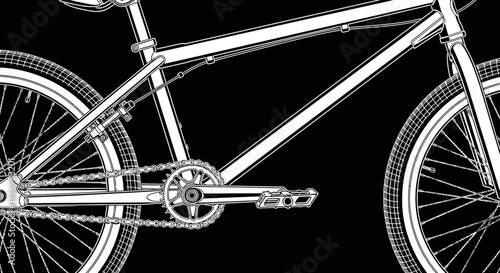 Minimalist Line Art Bicycle Frame Detail With Black Background