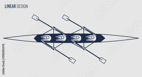 Minimalist Rowing Crew In Synchronized Motion