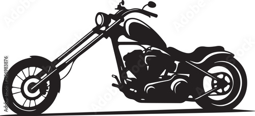 Black motorcycle vector, chopper bike illustration, motorcycle silhouette, vehicle icon