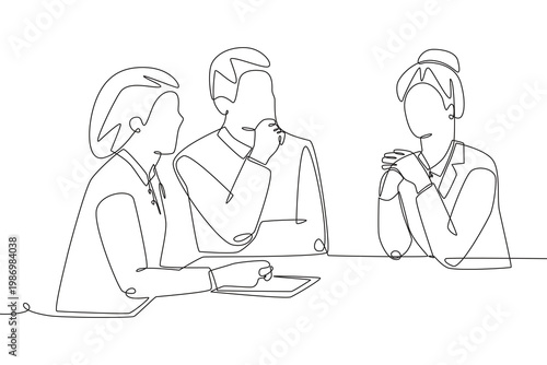 Business woman meeting concept one-line drawing