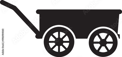 Black wheelbarrow, garden cart, wheelbarrow icon, vector wheelbarrow