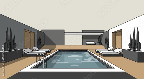 Modern Outdoor Poolside Lounge Area With Contemporary Design Elements