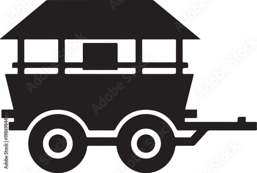 Black, vector food cart, wagon icon, silhouette illustration, restaurant symbol
