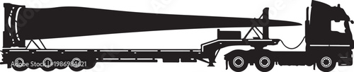Black silhouette truck, heavy duty truck, semi truck, vehicle icon