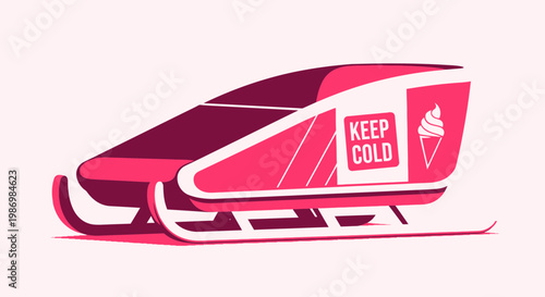 Modern Sled Design with Ice Cream and Keep Cold Message