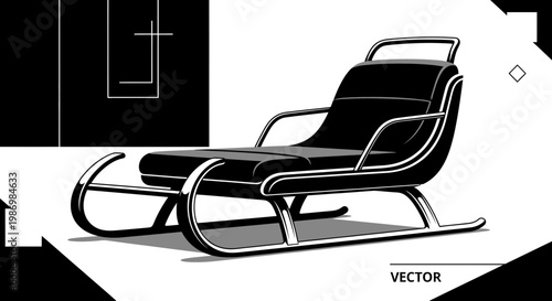 Modern Sleek Chaise Lounge Vector Illustration for Design Projects