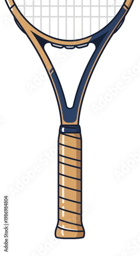 Modern Tennis Racquet With Classic Wood Grain Grip For Sports Enthusiasts