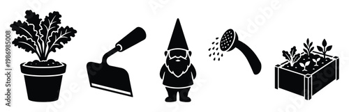 Essential gardening items like plants, tools, and decorations for home and garden projects