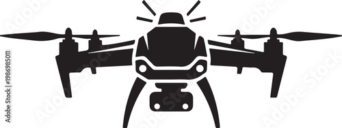 Drone, aerial, vector icon, black silhouette, quadcopter
