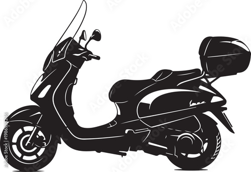 Scooter, motor scooter, black silhouette, vector icon, transportation, vehicle