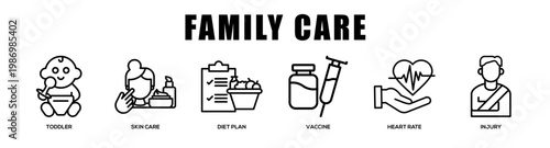 Family Care web banner icon illustration concept