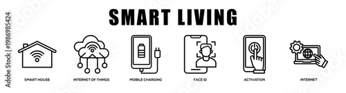 Smart Living web banner icon illustration concept