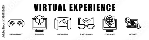 Virtual Experience web banner icon illustration concept