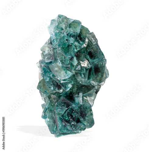 Φωτογραφία Raw Transparent Green Fluorite Mineral with Cubic Structure